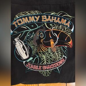 Tommy Bahama Men’s short sleeve, button down silk shirt, black, XXL, graphics